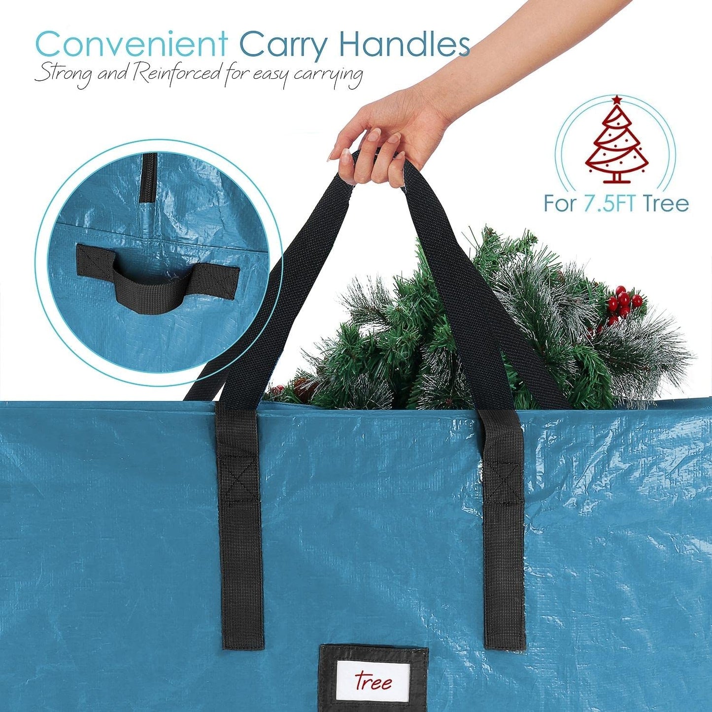 Hearth & Harbor Christmas Tree Storage Bag – Waterproof Christmas Tree Storage Box – Waterproof Christmas Tree Bag With Reinforced Handles & Dual Zipper – PE Plastic – 7.5 ft. – Pack of 1