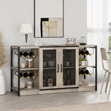 GAOMON Wine Bar Cabinet, Liquor Cabinet for Liquor and Glasses, Industrial Bars & Wine Cabinets with Storage and Wine Rack, Home Bar Furniture for Dining Room, Living Room, Kitchen (Grey) GAOMON