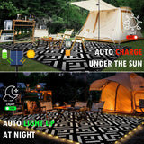 Outdoor Rug 6x9Ft, Solar Powered Outdoor Camping Rug with 94LEDs Strip Lights, Waterproof Plastic Reversible Outdoor Straw Rugs, Rugs Mat for RV Camping Patio Beach Balcony House Deck Picnic carpopo