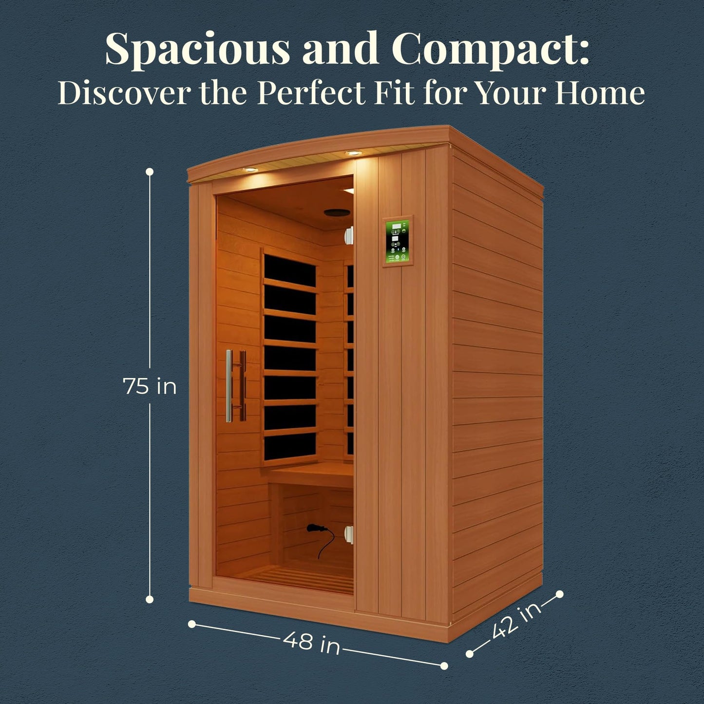 Dynamic Saunas Venice Elite 2 Person Capacity PureTech Ultra Low EMF Infrared Therapy Home Sauna Box with Bluetooth, Roof Vent, and LED Control Panel