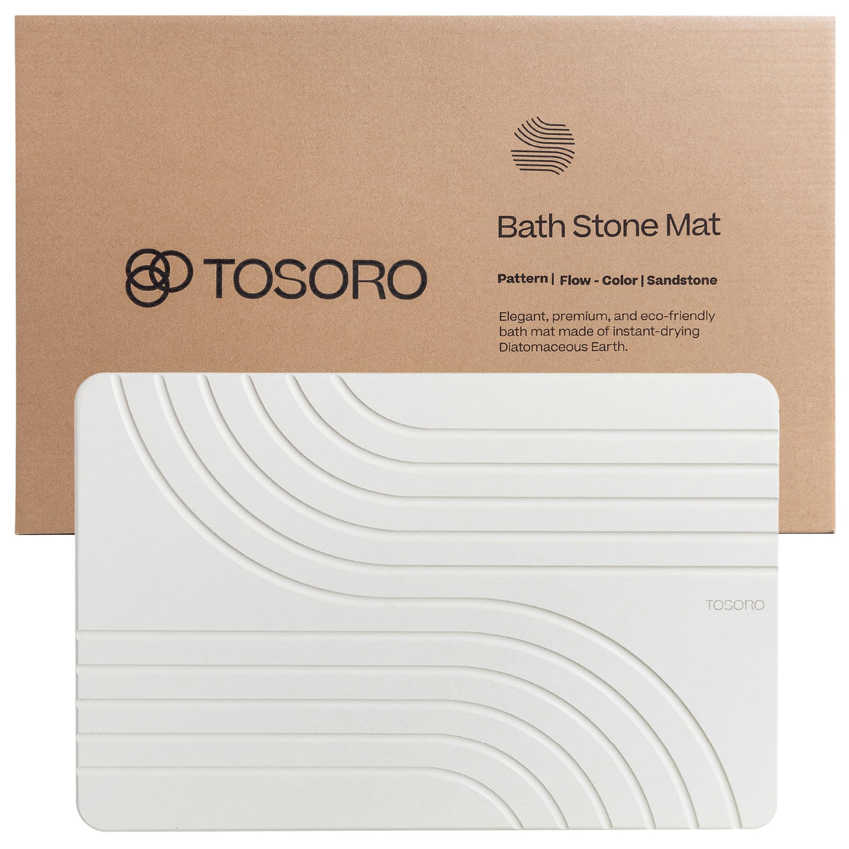 TOSORO - Stone Bath Mat, Diatomaceous Earth Non-Slip Stone Shower Mat - Quick Drying Absorbent Bath Mats for Bathroom - Elegant & Modern Design, Easy to Clean (23.5 x 15) - Sandstone TOSORO