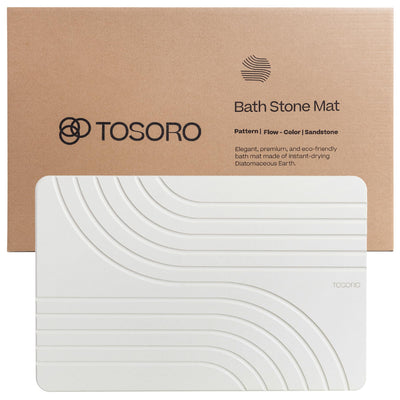 TOSORO - Stone Bath Mat, Diatomaceous Earth Non-Slip Stone Shower Mat - Quick Drying Absorbent Bath Mats for Bathroom - Elegant & Modern Design, Easy to Clean (23.5 x 15) - Sandstone