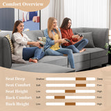 Vongrasig 5 Pieces Sectional Couch Modular Sofa with Reversible Chaise 116" Velvet L-Shaped Couch Sofa 4-seat Modular Large Sectional Couch with Ottoman for Living Room, Upholstered Cushion (Grey) Vongrasig