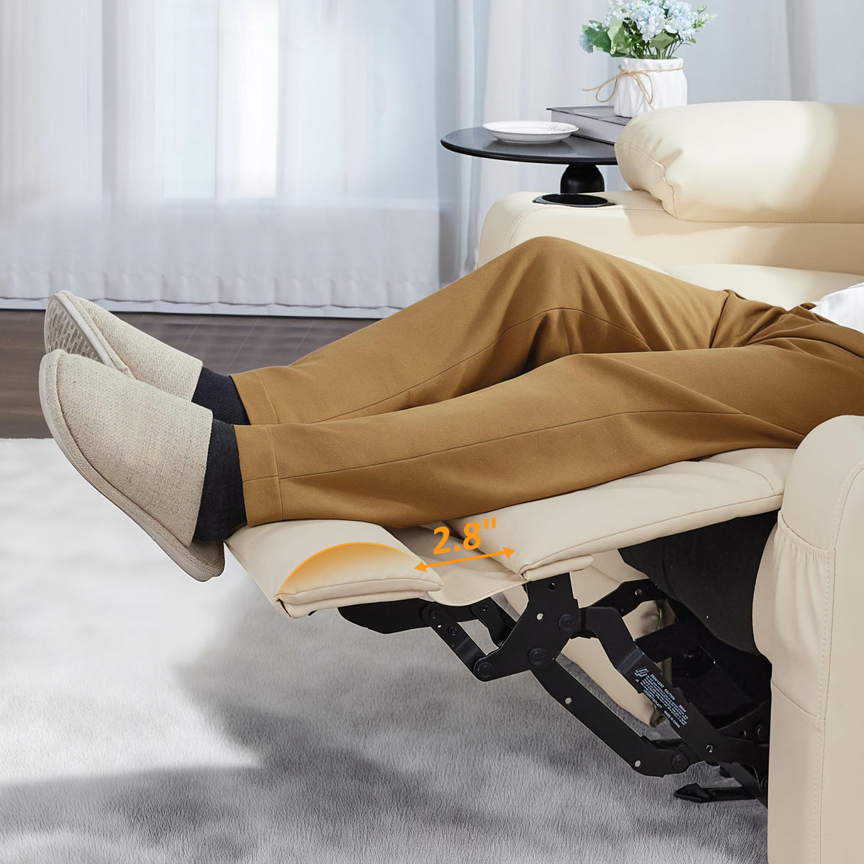 MCombo 61" Zero Gravity Power Loveseat Recliner with Heat and Vibration Massage, Reclining Loveseat Sofa with USB Ports, Cup Holders for Living Room, Faux Leather 6075 (Cream White) MCombo