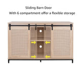 unipaws 50-70 Gallon Fish Tank Stand with Sliding Barn Door, Heavy-Duty Metal Frame Aquarium Stand with Cabinet, Reptile Tank Stand unipaws