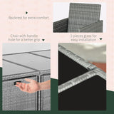 Outsunny 9-Piece PE Rattan Patio Furniture Set, Outdoor Wicker Patio Dining Set, Cushions, 4 Armchairs, 2 Easy-Store Ottoman Footrests, 1 Tempered Glass Center Coffee Table, Dark Gray Outsunny