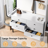 LYNSOM White Dresser for Bedroom, 6 Drawer Dresser with Wide Drawer and Metal Handles, Modern Dressers & Chests of Drawers for Hallway Entryway LYNSOM