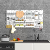 VEOFEMLEA Pegboard Combination Kit, 8 Peg Boards and 30 Accessories Modular Hanging Black Pegboard for Walls, Office Wall Organizer, Keys Holder on Wall, Nursery Storage, 44"x22" Black VEOFEMLEA