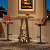 Tribesigns Round Bar Table, 39.4" H High Top Bistro Table with Storage, Industrial Cocktail Pub Tables with Metal Footrest for Living Room, Barroom, Small Space, Rustic Brown(Only Table) Tribesigns