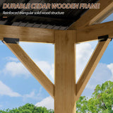 Raysfung 11' x 13' Wood Gazebo, Outdoor Hardtop Gazebo with Galvanized Steel Roof, Cedar Wooden Frame Gazebo for Garden, Patio, Deck Raysfung