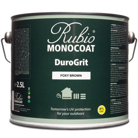 Rubio Monocoat DuroGrit Outdoor Wood Oil, Stain & Sealer, 375 ft² - Foxy Brown | 1 Layer, UV Protection for Deck, Fence & Furniture | 2.5L Rubio Monocoat