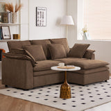 FEISHOMINOO 87" L Shaped Sectional Sofa Modular Deep Seat Sofa Couch with Ottoman, Chenille Sofa Sleeper Comfy Upholstered Furniture for Living Room, Apartment, Studio, Office (Espresso, L-Shaped) FEISHOMINOO