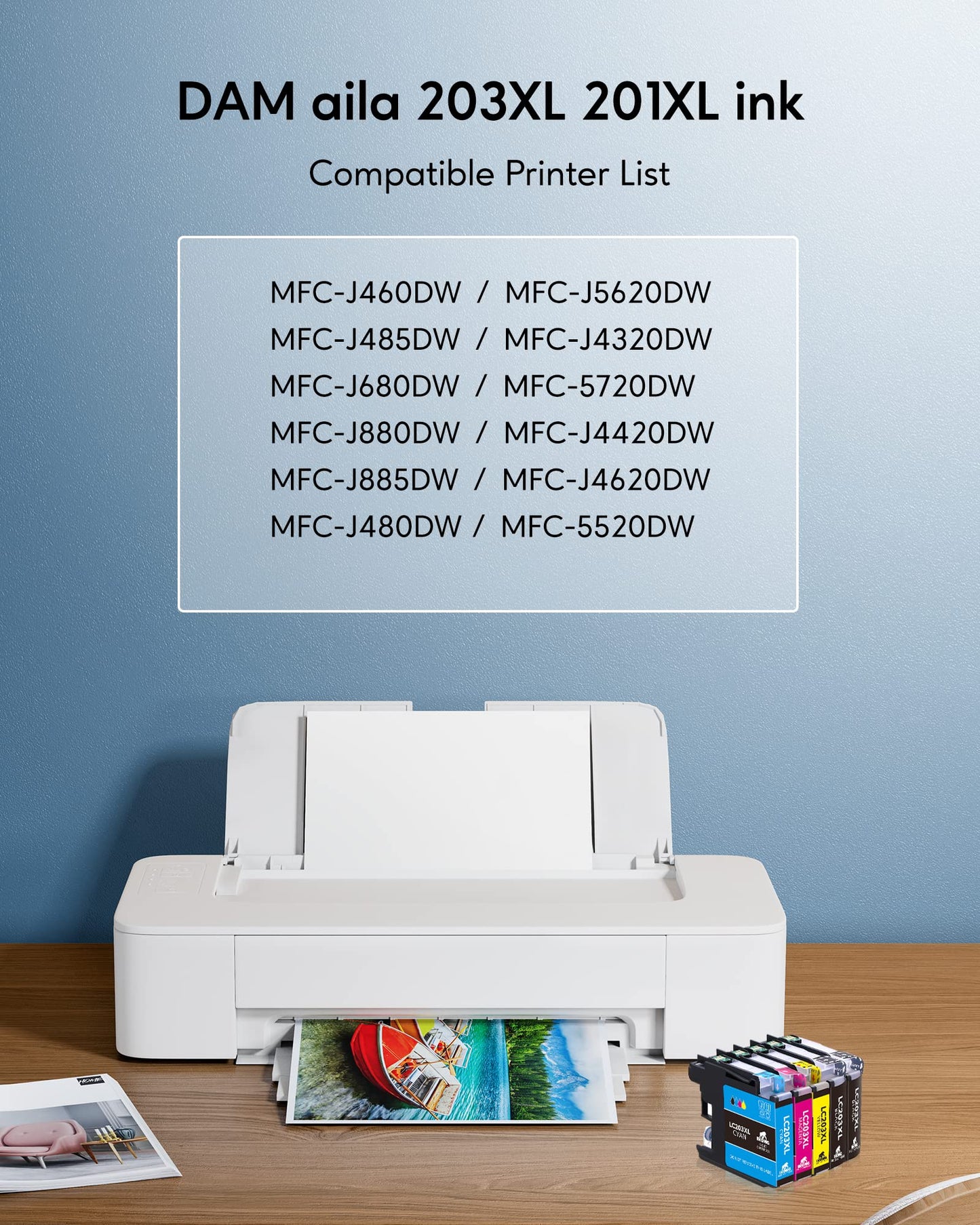 LC203XL Compatible Ink Cartridge Replacement for Brother LC203XL LC201XL LC203 LC201 to Use with MFC-J480DW MFC-J880DW MFC-J4420DW MFC-J680DW MFC-J885DW (2 Cyan, 2 Magenta, 2 Yellow, 6 Pack)