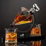Gifts for Men Dad, Diamond Whiskey Decanter Set with 2 Glasses & Wooden Stand, Christmas Gifts for Women Men, Anniversary Birthday Gifts for Him Husband, Unique Bourbon Gifts for Men, Cool Stuff YJGS