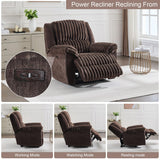 Oversized Power Recliner Chair, Extra Large Recliner Chairs for Adults, Faux Fur Electric Recliner for Living Room, Includes USB Port,Lumbar Support, 26" Seat Width,Brown TODRANI