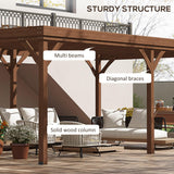 Outsunny 12' x 20' Outdoor Pergola, Wood Gazebo Grape with Concrete Anchors for Climbing Plant Support at Garden, Patio, Backyard, Deck, Brown Outsunny