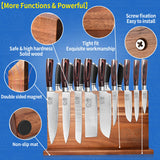 XYJ Extra Large Magnetic Knife Block Acacia Wood Knife Set Holder Stand With Stronge Magnetic Strip Kitchen Knives Storage Rack Organizer Tools No Drilling XYJ