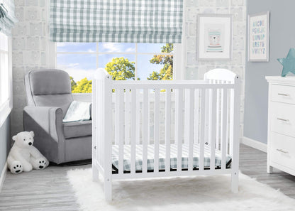 Delta Children Emery Mini Convertible Baby Crib with 2.75-inch Mattress, Bianca White - WoodArtSupply