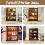 Boniture Display Cabinet with Acrylic Glass Doors,3-Tiers Curio Cabinet with LED Lighting for Collectibles, Collectibles Toy Organizers Rack & Display Shelf Display Case Storage Cabinet,Walnut BONITURE