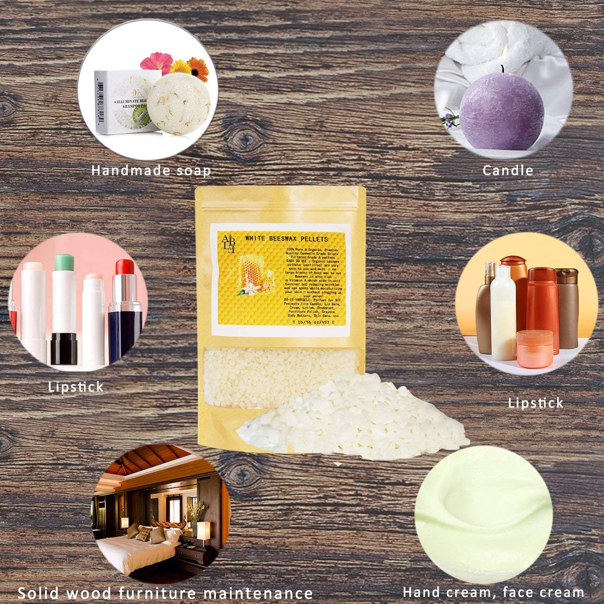 Howemon White Beeswax Pellets 2LB 100% Pure and Natural Triple Filtered for Skin, Face, Body and Hair Care DIY Creams, Lotions, Lip Balm and Soap Making Supplies Howemon