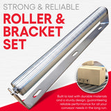 Ultimation Pack of 2 | 10" Long Roller & Bracket Set |1.5" Diameter | Galvanized Steel | Industrial Use | Easy Install | Reliable & Sturdy for Your Conveyor Needs | Can Be Used As Kayak Roller Loaders Ultimation