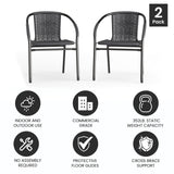 EMMA + OLIVER 2 Pack Gray Rattan Indoor-Outdoor Restaurant Stack Chair with Curved Back EMMA + OLIVER