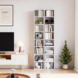 Bamjoy 71 Inches Tall Narrow Bookshelf, 8-Tier CD DVD Slim Media Tower Rack, Corner Bookcase with Adjustable Shelves, Skinny Cubes Bookshelves for Home Office Small Space, White Bamjoy