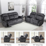Consofa Zero Gravity Reclining Sofa Set, Power Recliner Living Room Set with Adjustable Headrest, Power Reclining Sofa and Loveseat Set with USB Port/Console/Cup Holders for Living Room(Grey) Consofa