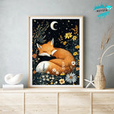KEYIFA Diamond Painting Abstract Diamond Art Kits for Adults, 5D Round Full Drill Fox Diamond Painting Kit for Beginner, DIY Gems Art Craft for Home Wall Decor 12x16 inch KEYIFA