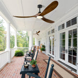 ABZ Ceiling Fans with Lights - 60 inch Propeller Ceiling Fan with Remote Control, 3 Blades Walnut Solid Wood Ceiling Fan for Indoor Outdoor Patio Bedroom Living Room Kitchen ABZ