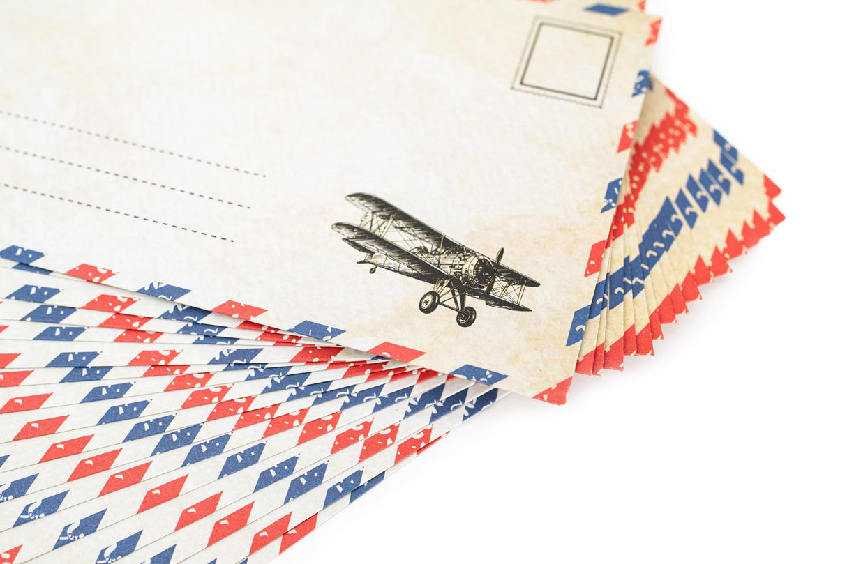60 Pack Airmail Paper and Envelopes Set - Blue Writing Paper for Invitations, Love Letters, Letters to Troops, Christmas Letter - 8.5 x 11 Inch Bargain Paradise