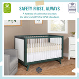 Dream On Me Carter 5-in-1 Full Size Convertible Crib / 3 Mattress Height Settings/JPMA Certified/Made of New Zealand Pinewood/Sturdy Crib Design, Olive & White Dream On Me