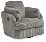 Signature Design by Ashley Tie-Breaker Casual Manual Press-Back Swivel Glider Rocker Recliner with 2 Bolster Pillows and Hidden Storage, Light Gray Signature Design by Ashley