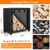 WLEAFJ Outdoor Firewood Rack Cover 4 feet, Log Rack Cover Waterproof, Wood Cover for Log Holder, 48" W x 24" D x 41" H, Black WLEAFJ