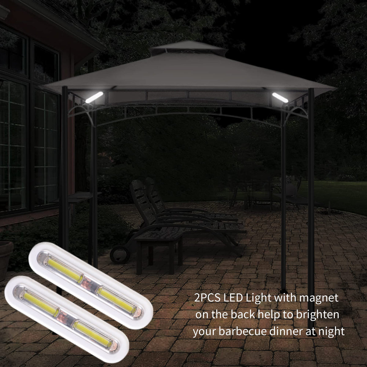 FAB BASED 5x8 Grill Gazebo Canopy for Patio, Outdoor BBQ Gazebo with Shelves & Extra 2 LED Light(Grey) FAB BASED