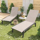 FHVIT Patio Chaise Lounge Set of 2 with 4 Adjustable Backrest, Foldable Aluminum Chaise Lounge Chair Recliner for Outdoor, Poolside, Sun Tanning Beige FHVIT