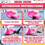 Mini Iron for Crafting 2.3" x 3.9" – Cute Mini Craft Iron for Patches, Sewing, Quilting with Quick Heat-Up Ceramic Plate & 59" Cord – Designed for Ironing Patches, Bling, and Small Craft Projects MYCRITEE