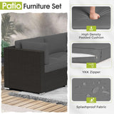 Crownland 8-Piece Outdoor Patio Furniture Sets with 45” Propane Gas Fire Pit Table, All-Weather Black Wicker Rattan Sectional Sofa with Coffee Table(Grey) Crownland