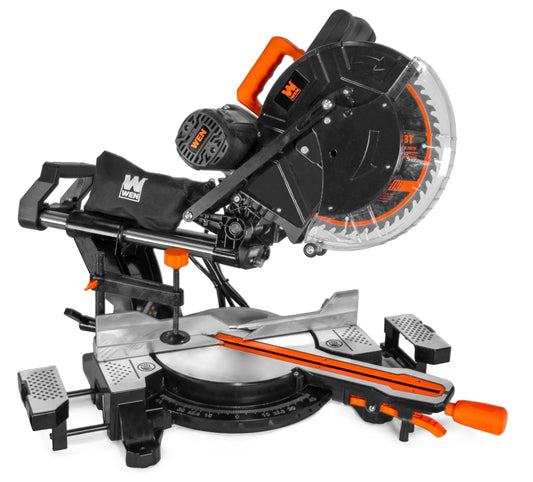 WEN 15-Amp 12-Inch Dual-Bevel Sliding Compound Miter Saw with Laser (MM1213) - WoodArtSupply