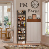 5-Tier Freestanding Wine Racks: 50 Bottles Wine Rack Shelf Wall Mounted with Fences, Wines Bottle Holder Display Shelf, Liquor Storage for Kitchen, Dining Room, Bar, Wood, 17.28''L x 7.95''W x 68.5''H Hencawima