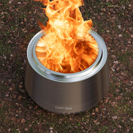 EAST OAK Fuoco Smokeless Fire Pit 21'' for Patio and Outdoor, Stainless Steel Firepit Wood Burning Fireplace with Carrying Bag, Portable Outdoor Fire Pit with Stand & Removable Ash Pan for Outside EAST OAK