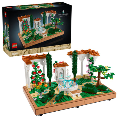 LEGO Icons Fountain Garden Building Set - DIY Kit for Adults, Ages 18+ - Miniature Craft Building Blocks for Home Decor, Display - Gift for Birthday - with Cypress Trees and Grape Vines - 10359