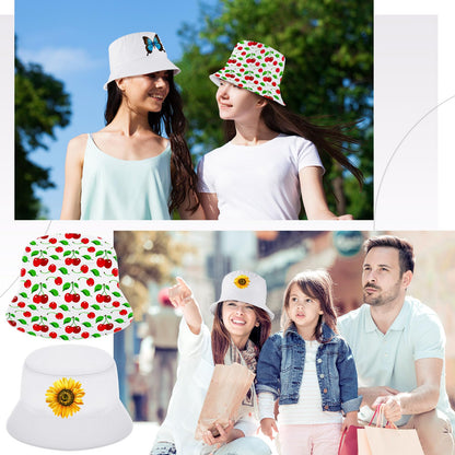 Toulite 10 Pcs Sublimation Blank Bucket Hat for Women Men Cotton Beach Fishing Cap Sublimation Hats Unisex Packable Hat for Travel Summer White