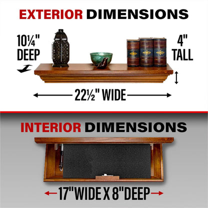 Tactical Traps - Patriot 35PC Premium Concealment Shelf with Hidden Gun Storage - Hidden Gun Safe with RFID Lock, Made in USA - Concealment Furniture for Guns - 22.5” x 10.25” x 4" - Dark Wal - WoodArtSupply