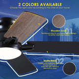 CHESUR 48In Ceiling Fans with Lights Flush Mount - Black Low Profile Ceiling Fan with 5 Dual-Sided Blades, Reversible and 6 Speeds, Indoor/Outdoor Ceiling Fan for Modern Living Room, Bedroom, Patios CHESUR