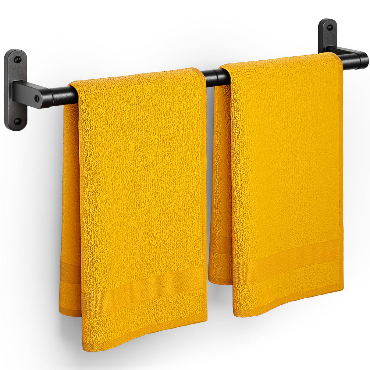 Powools Towel Rack for Bathroom - 24" Rustproof Towel Holder, Sturdy Towel Bar Wall Mounted, Space-Saving Towel Hanger, Bathroom Accessories, Home Decor, Apparment Essentials, Black Powools