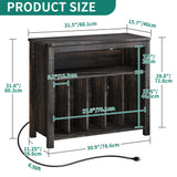 YITAHOME Large Record Player Stand with Power Outlets & LED Lights, Vinyl Record Storage Table with Display Shelf Holds Up to 120 Albums, Turntable Stand for Living Room, Bedroom, Dark Rustic Oak YITAHOME