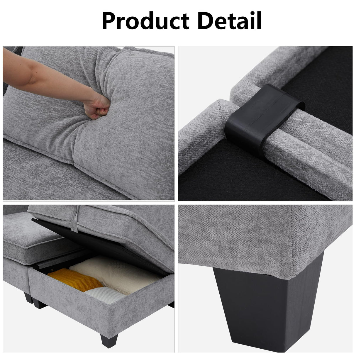 Oversize Corner Modular Sectional Sofa Set, Convertible L Shaped Couch with Storage, 8 Seater Sofa Modular with Ottomans and Reversible Chaise for Living Room, Office (Grey) ORRD