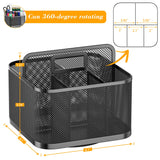 LUCYCAZ 360 Rotating Metal Pencil Pen Holder for Desk, Rotating Pencil Cup with 5 Slots, Dual-Purpose Desk Pen Organizer for Office, School, Home, Square LUCYCAZ