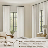 102 Inches Long Pinch Pleated Linen Blackout Curtains for Bedroom Back Tab Track Memory Trained Shape Farmhouse Light Blocking Curtains 102 Inch Length for Living Dining Room Darkening Drapes Cream TWODRAPES